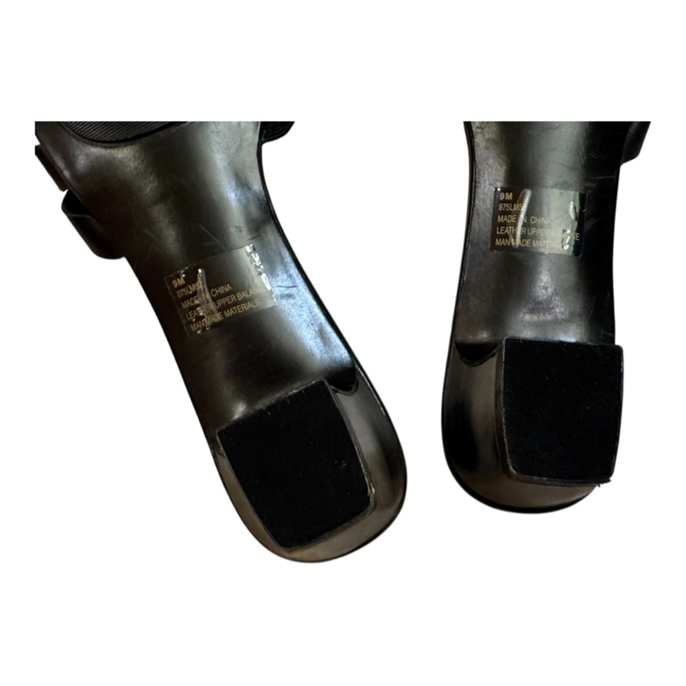 🆕 NEW LIFE STRIDE Black Leather Woven open toed Mules kitten heels size 9 - Picture 7 of 7